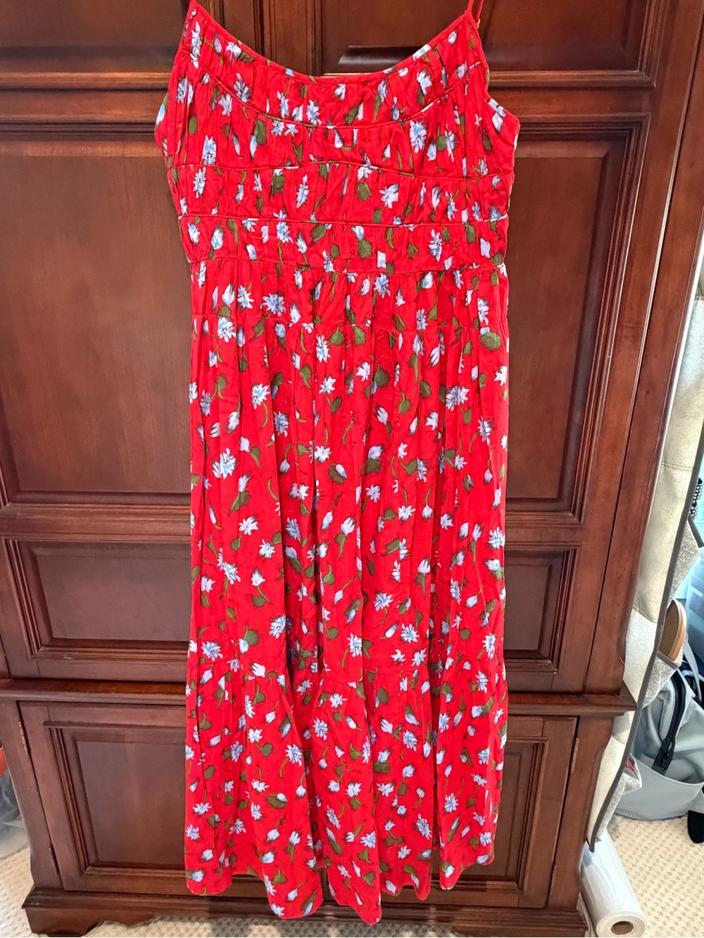 J. Crew Red Floral Midi Dress